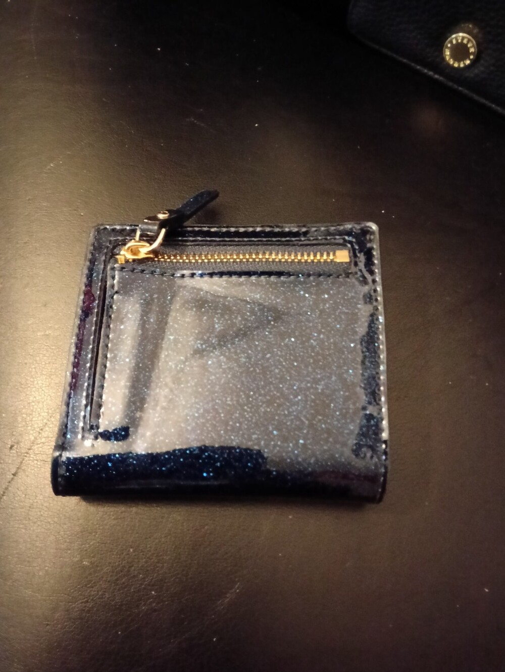 kate spade NY Stacy navy glitter bug zip bi-fold card wallet NWOT - Picture 3 of 9